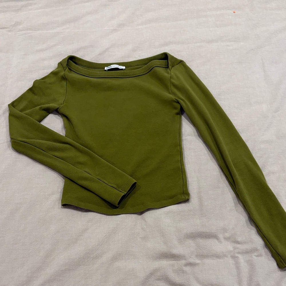 Zara Olive Green Long Sleeve Top